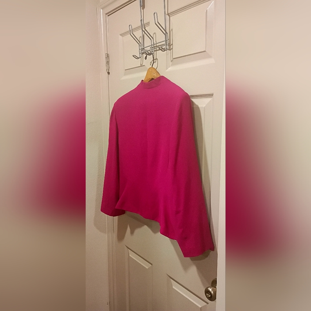 Vintage Plus Size Le Suit Fuschia Collarless Button Front Blazer Size 18 - Picture 8 of 10